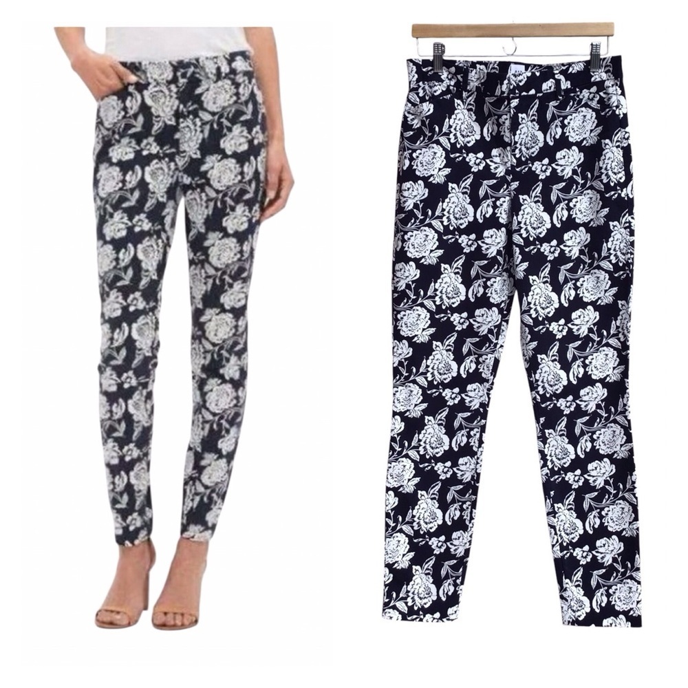 Gap Signature Skinny Ankle Khakis Blue White Floral Signature NEW